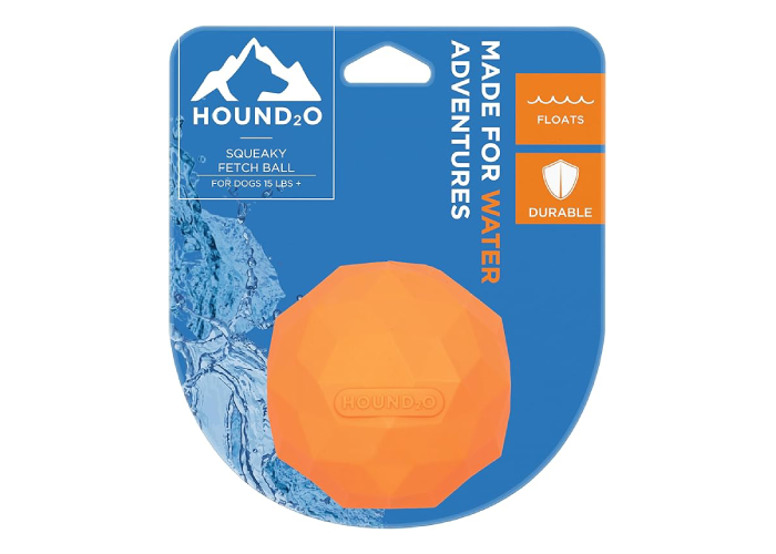 Hound2O Outdoor Dog Toys - Squeaky Fetch Ball, Orange